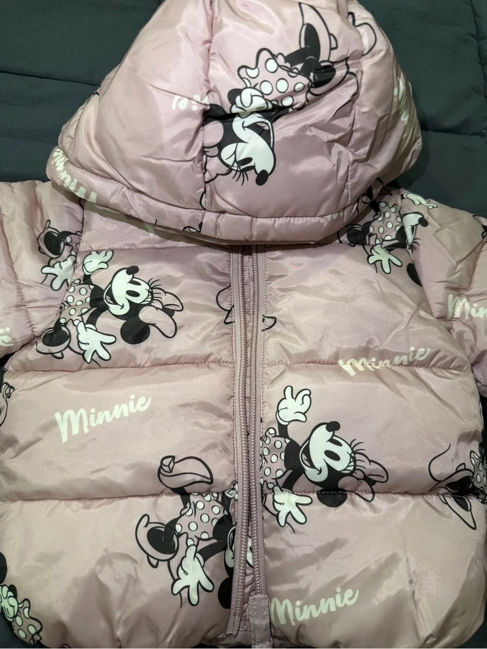 H&M Pink Minnie Mouse Puffer Jacket with Hood